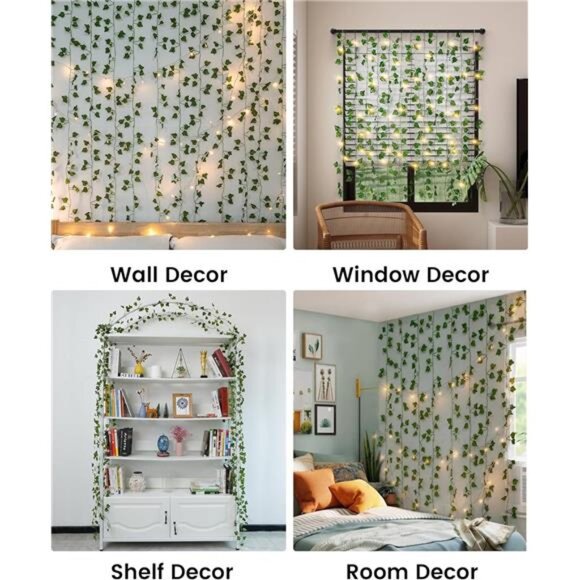 artificial ivy garland with lights 12 pack fake vines led string lights decor - Picture 6 of 7